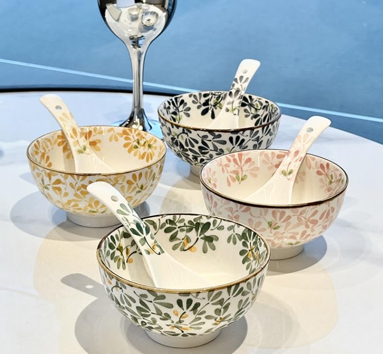 ZPPLD 4 Ciotole Ceramica Set,Ciotola Colazione,Ciotole Per Dessert In Ceramica, Ciotole Per Insalata,Gelato,Salse Per Salse,Biscotti, Dessert,Noci,Frutta - immagine 5