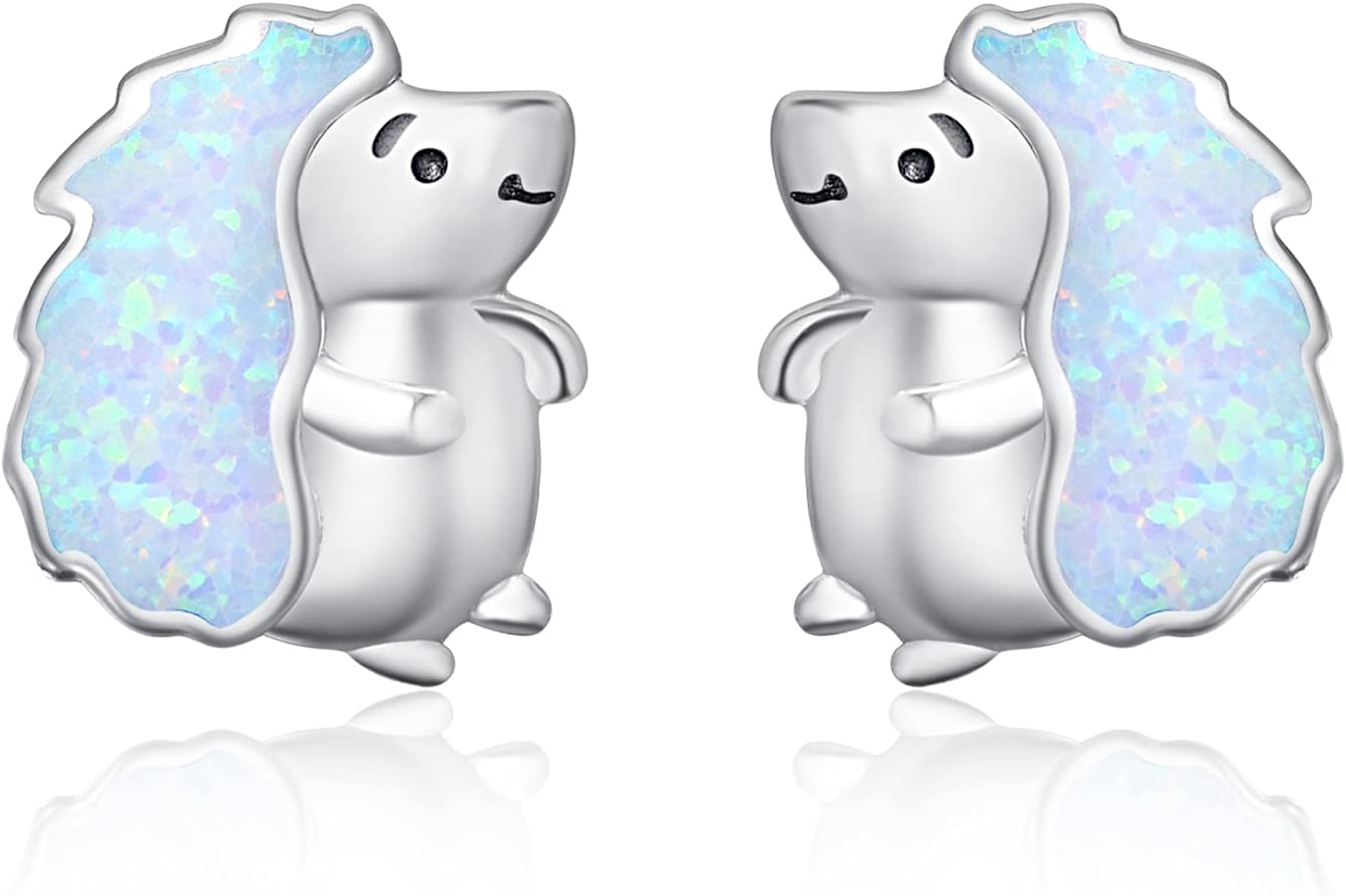 TANGPOET Opal Animal Stud Earrings for Women Young 925 Sterling Silver Hypoallergenic Earrings Jewelry Gifts for Animal Lovers Ladies Birthday Christmas