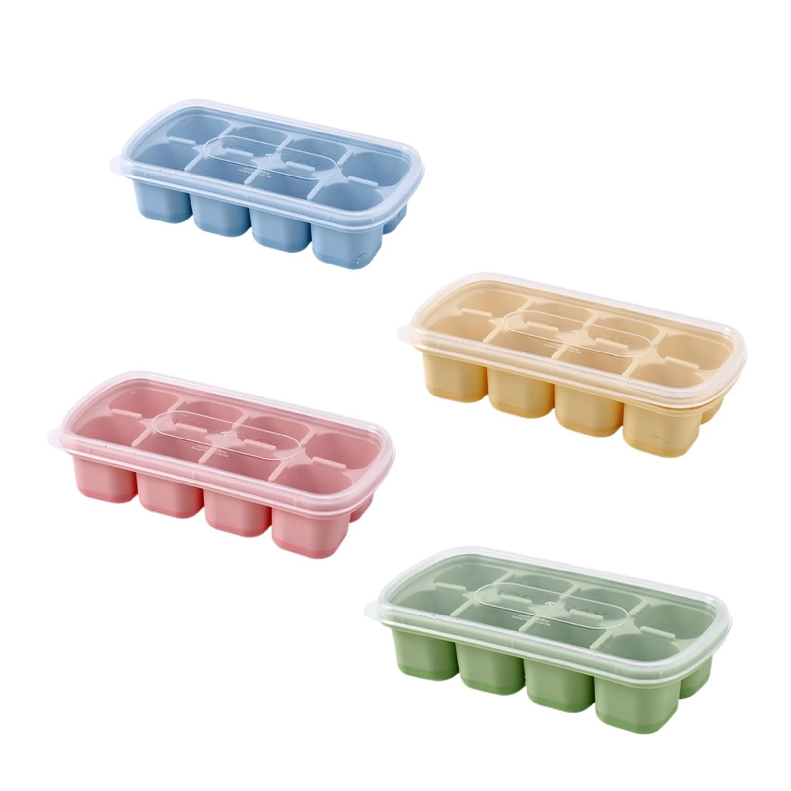 8 Gitter wiederverwendbare quadratische Silikon-Eiswürfelform mit Deckelform(Mix 4 PCS)