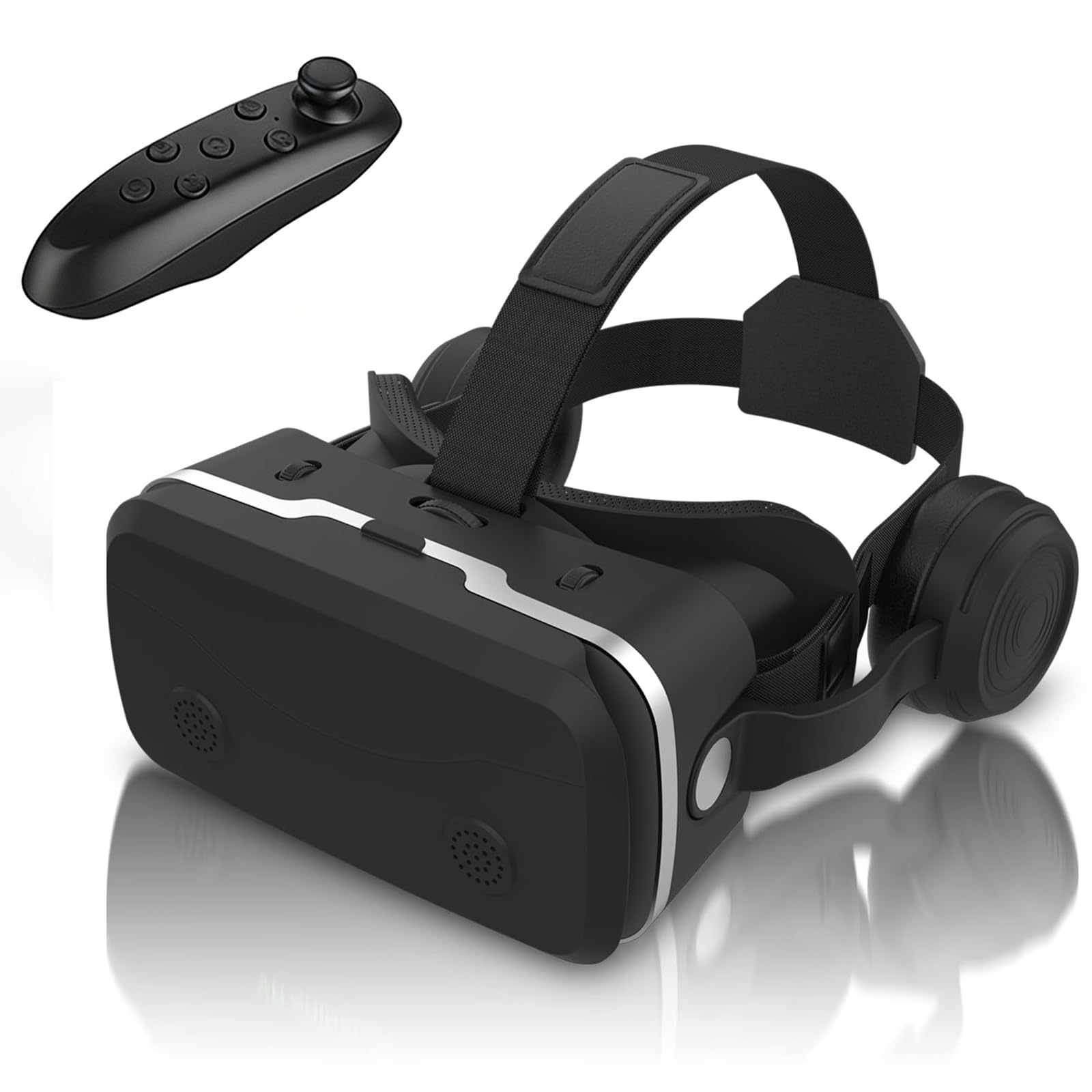 Visore per Realtà Virtuale 3D, Occhiali VR, Visore per Realtà Virtuale All-In-One per Telefoni Cellulari, Compatibile con Smartphone E Altri Dispositivi Mobili, Schermi 4,7-7,2 Pollici,Black