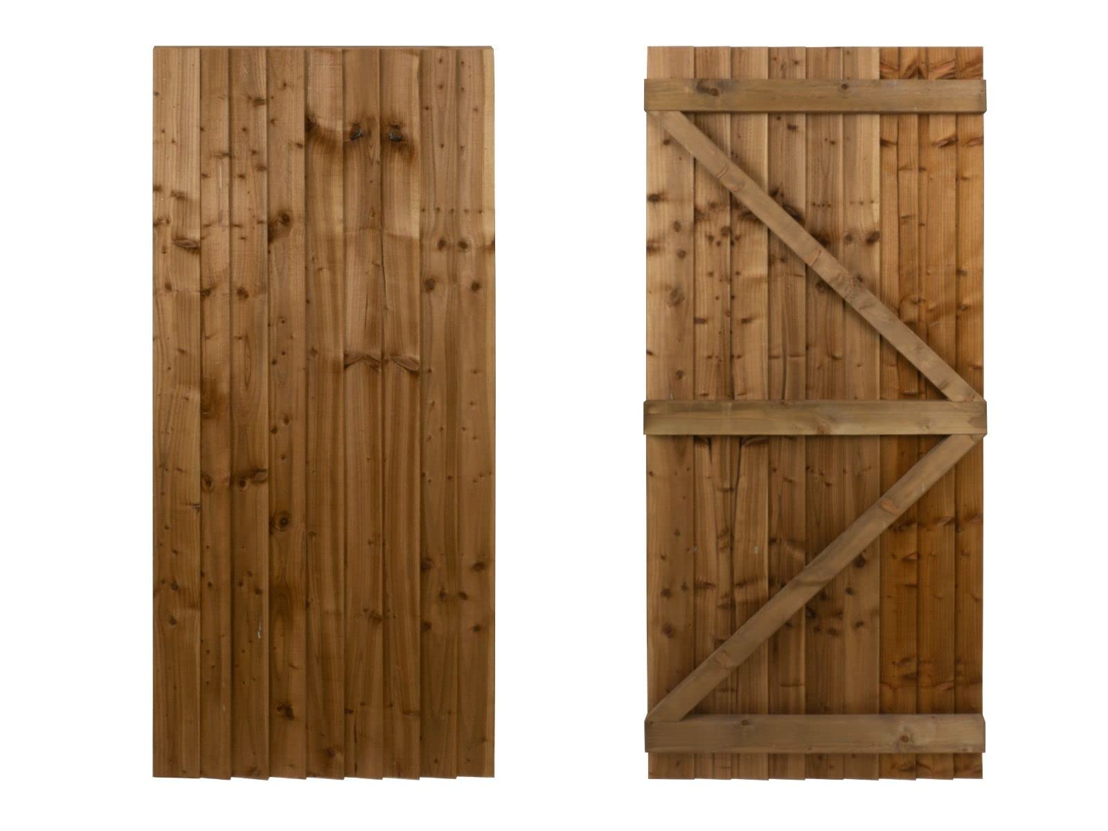 Featheredge Wooden Garden and Side Gates (v1) (H-1500, W-1475, Brown Finish)