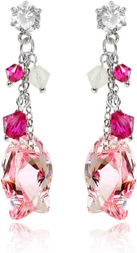 Gloss Fashion Austrian Crystals Drop Earrings Sweet Pink Love Words Earrings Size 4.51.0cm