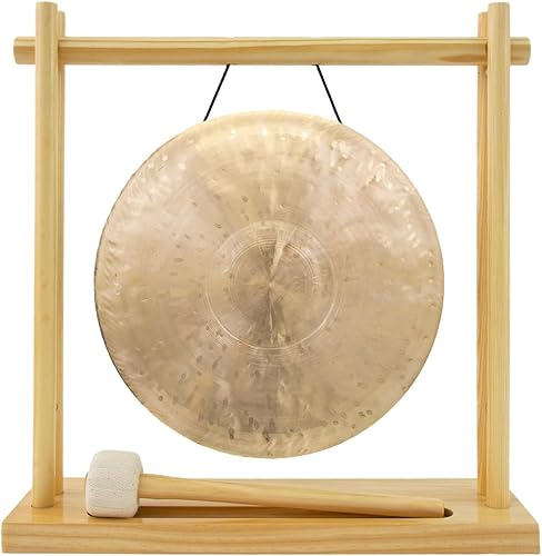 Miniatura 23 de Gongs de 8 a 10 pulgadas en el soporte My Little Pagoda Gong, incluye soporte, mazo y tu elección de gong/gong de escritorio perfecto/curación
