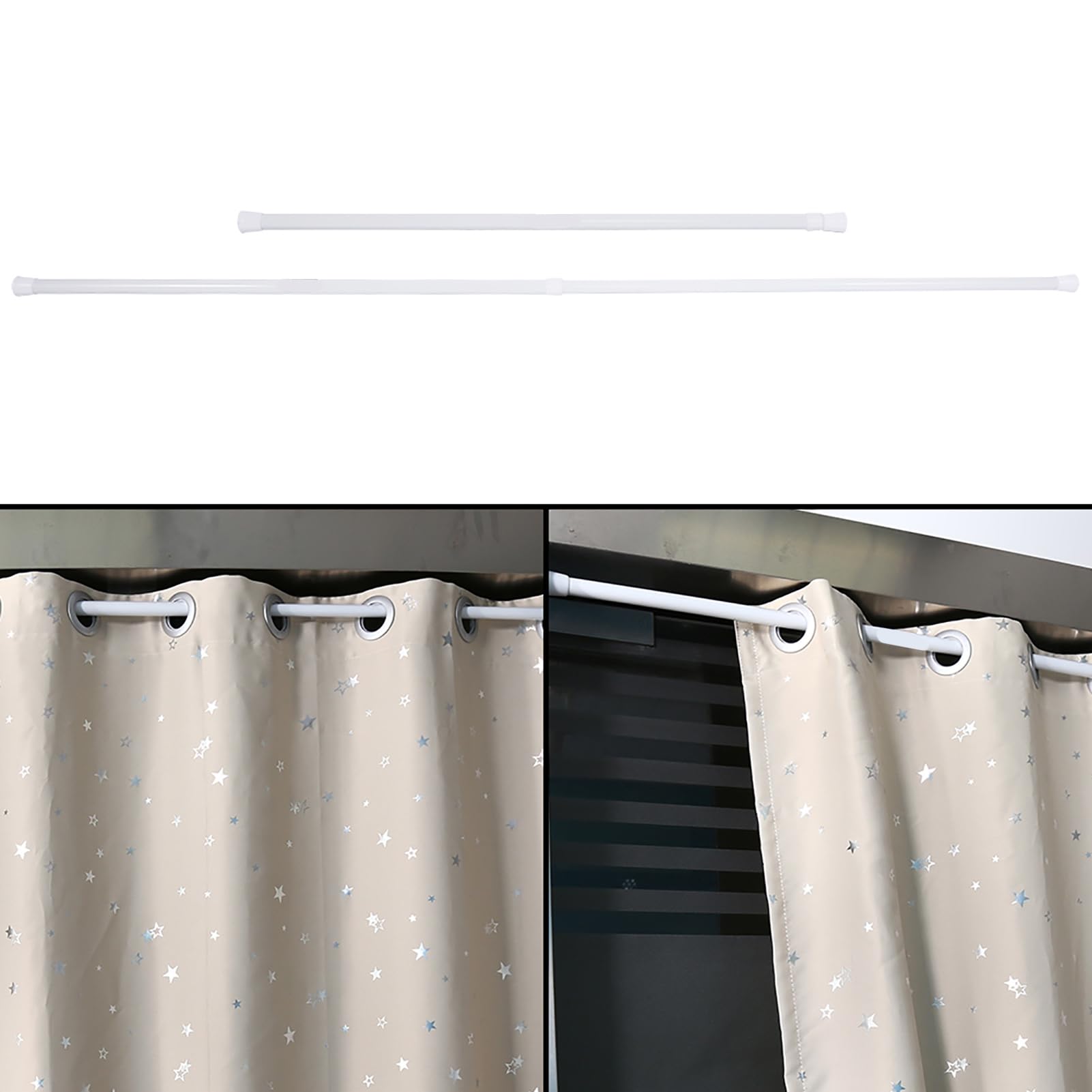 Rail de Rideau à Ressort Extensible, Tringle à Rideau Télescopique Réglable pour Salle de Bain et Douche, Matériau en Fer 85~150cm