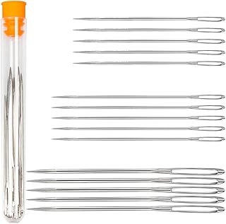 Hekisn Large Eye Sewing Needles, Sewing Needles, Stainless Steel Embroidery Thread Needle, Handmade Yarn Knitting Needles Leather Needle (15 Pieces)