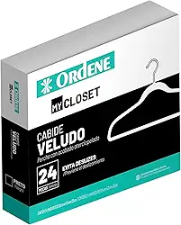 Ordene - Cabide de Veludo, Cor Preta, Caixa com 24 Peças, Linha My Close