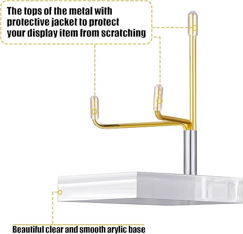 Miniatura 3 de Kigley Caballete de exhibición de brazo de metal ajustable con base acrílica transparente para piedras preciosas y placas de ágata mineral (2.8 x