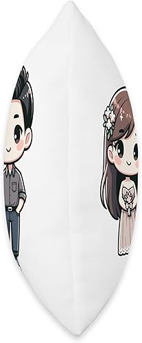 Miniatura 2 de Happily Ever After Designs Cute Married Couple Cartoon Love Wedding Happy Relationship Throw Pillow, 18x18, Multicolor