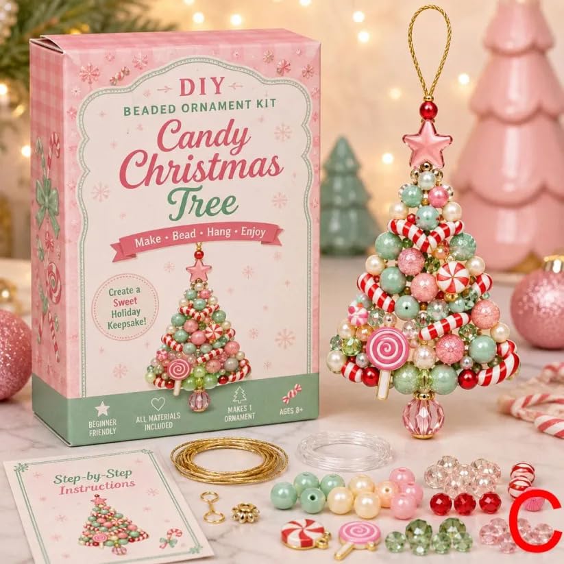 DIY Christmas Tree Beaded Ornament Kit 3D Crystal Bead Holiday Craft Set Handmade Tabletop Christmas Decor GiftChristmas Decor C