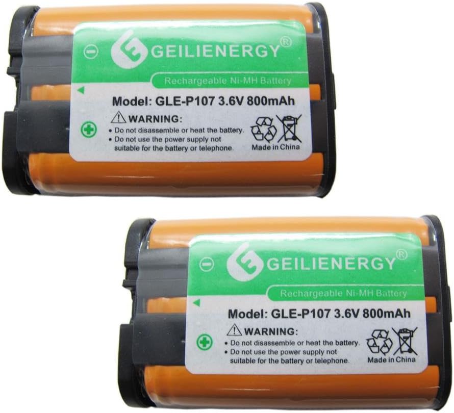 HHRP107 Rechargeable Batteries Compatible with for Panasonic HHR-P107 HHR-P107A HHRP107A Cordless Phone 3.6v 700mAh Ni-MH (2 Pack)