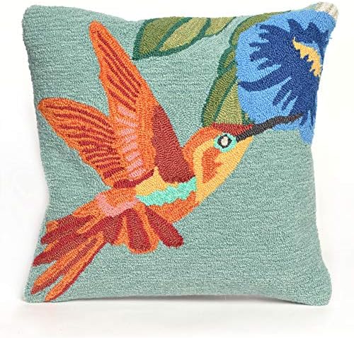 Liora Manne Whimsy Bird and Flower Indoor/Outdoor Pillow, Sky