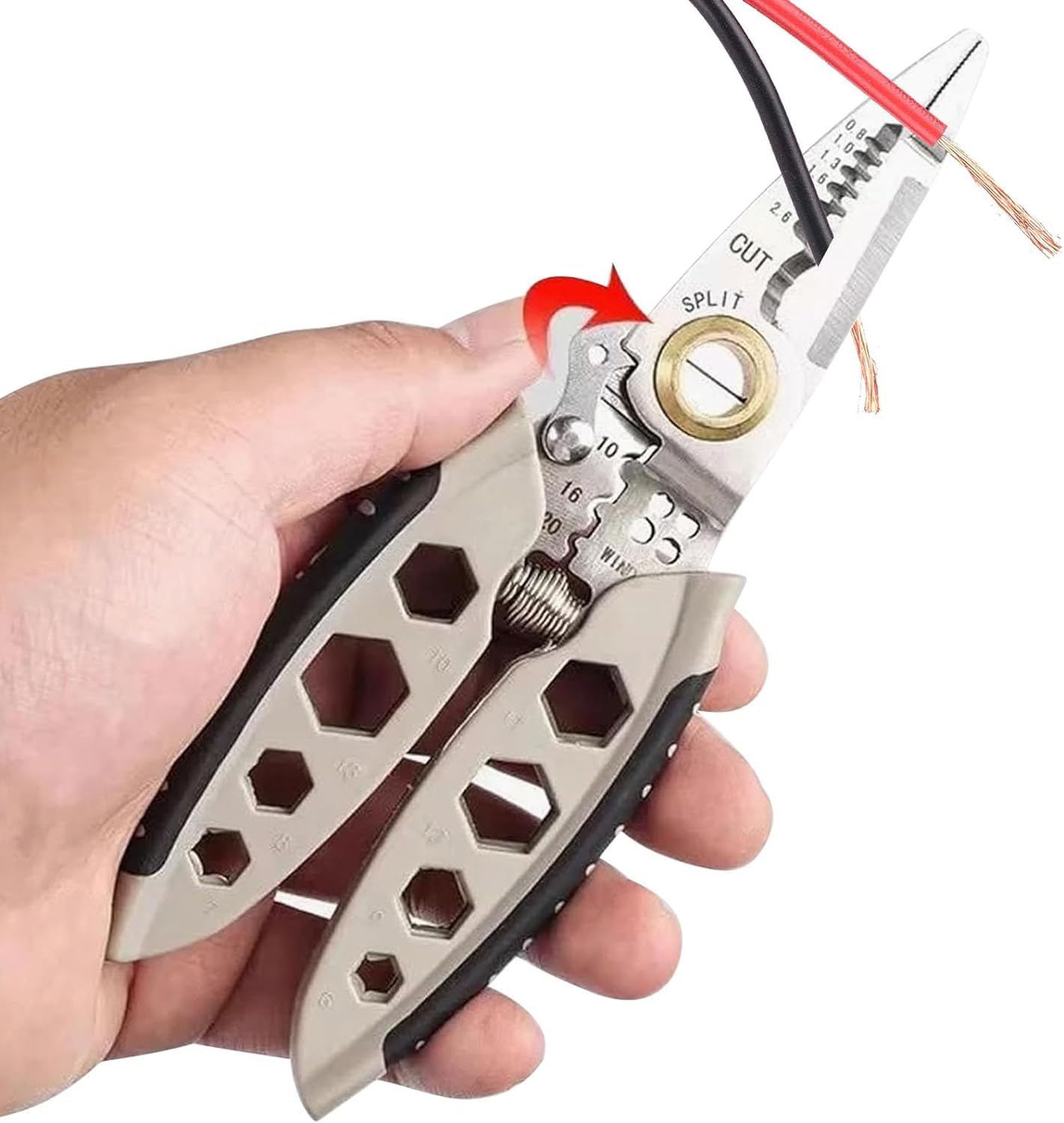 XUEQI Wire Stripper Cutter, 7 Inches Multi-Purpose Portable Wire Stripping Tool, Long Nose Wire Stripper, Pressure Adjust Cable Cutters, Electrical Wire Cutter for Electricians, Stripping and Cutting