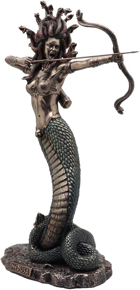 Veronese Design 14 1/8 Inch Furious Medusa Shooting Arrow Resin Statue Bronze Finish Hand Painted Accent