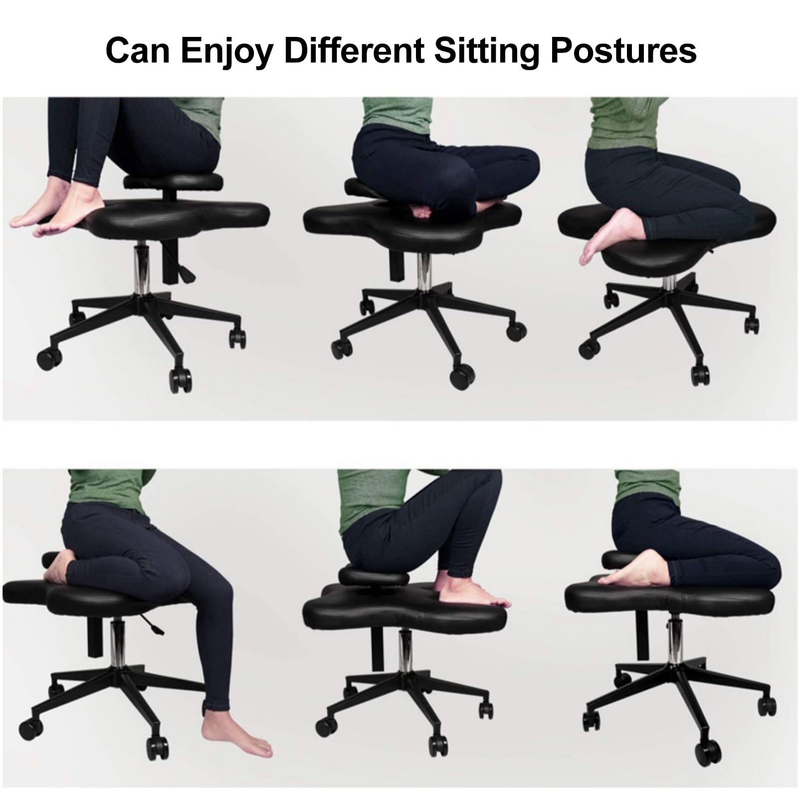 Silla ergonómica de Rodillas con Patas Cruzadas y Ruedas, Silla ergonómica de Rodillas, Silla Ajustable de Rodillas con Ruedas, Silla de meditación, Silla de Rodillas con Patas Cruzadas