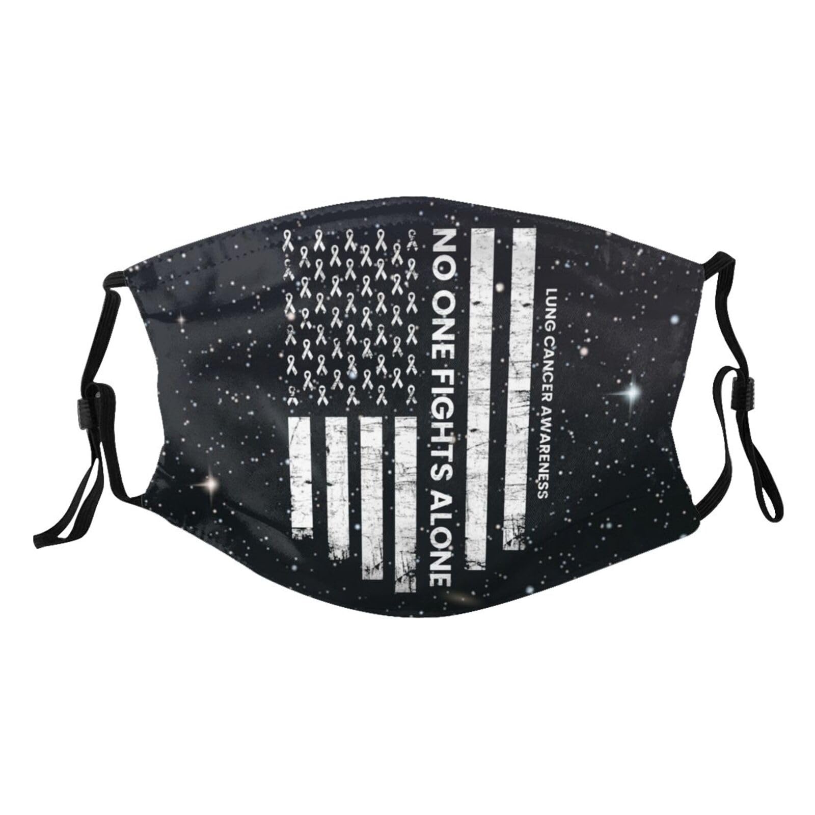 Lung Cancer Awareness America Flag White Ribbon Adult Dust Mask Adjustable Dust Face with 2 Filter36