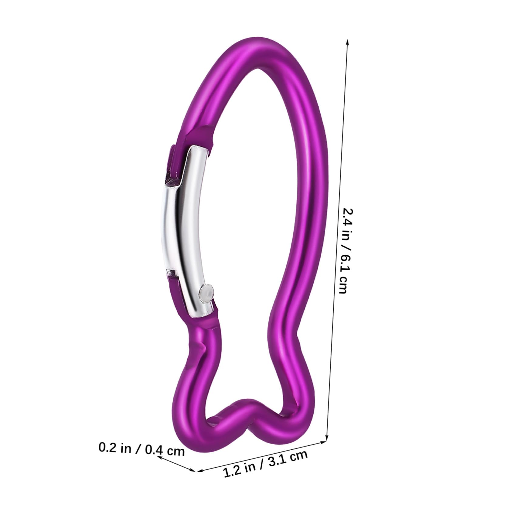 ibasenice Carabiner Aluminium Poisson Pourpre, Mousqueton à Ressort Léger et Ludique pour Porte-clés et Bouteilles d'eau, Camping et Activités Outdoor, Lot de 10