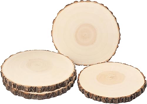 4 piezas de rebanadas de madera natural de 8 a 9 pulgadas, círculos de madera de Paulownia sin terminar con cortezas para posavasos, manualidades,