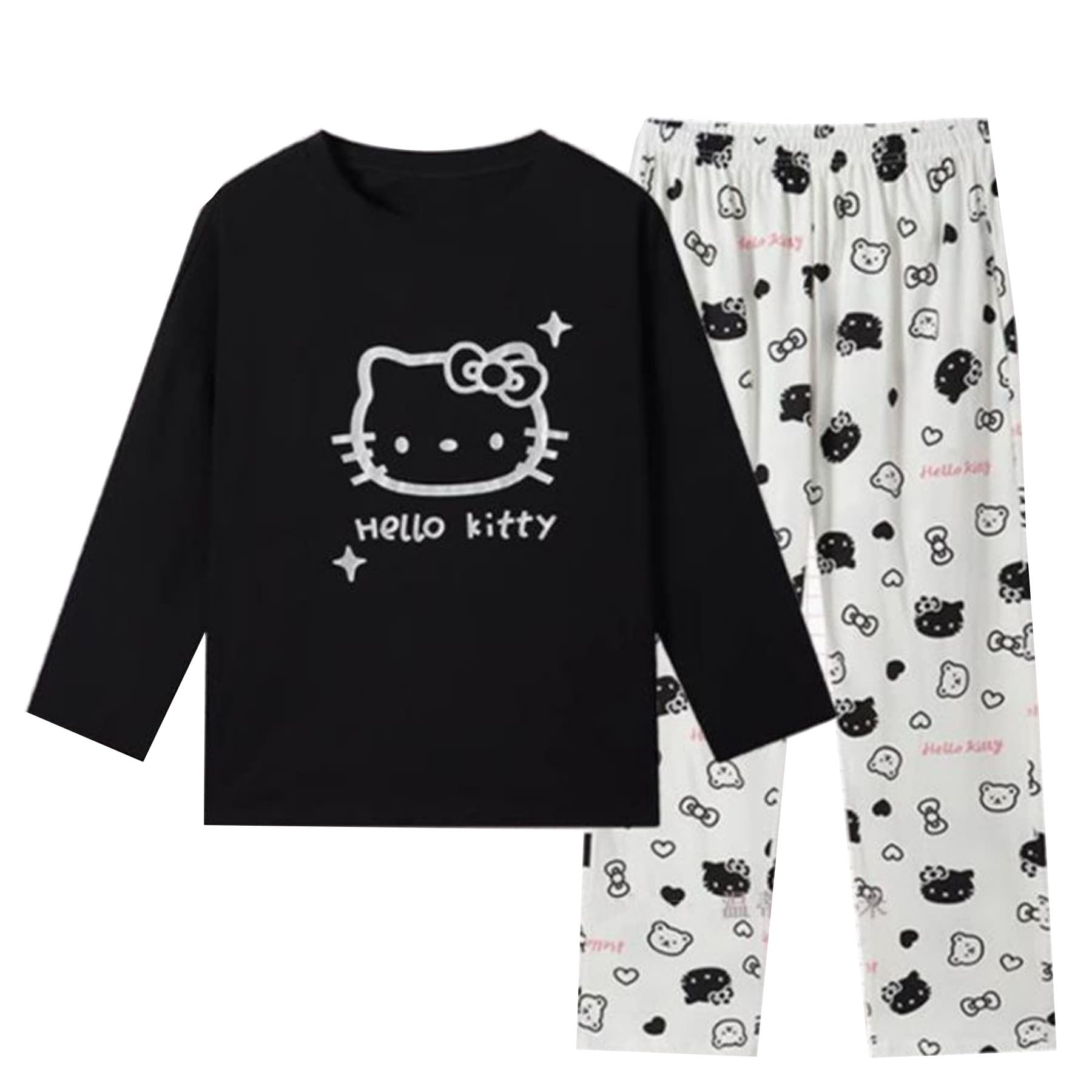 【新品】ハローキティ フリースパジャマ ふわふわ ルームウェア 黒色 新品】ハローキティ フリースパジャマ ふわふわ ルームウェア