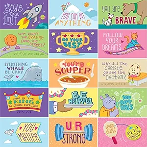 Youngever 300 Pack Lunch box cards for kids, Lunch Box Notes, Motivational and Inspirational Thinking Cards