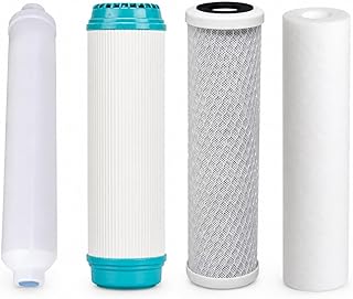 Bbagua Pack 4 Filtros Ósmosis Inversa 5 Etapas – Recambio Universal 10” con Sedimentos 5 Micras, Carbón GAC, Carbón Block y Postfiltro Coco 1/4”