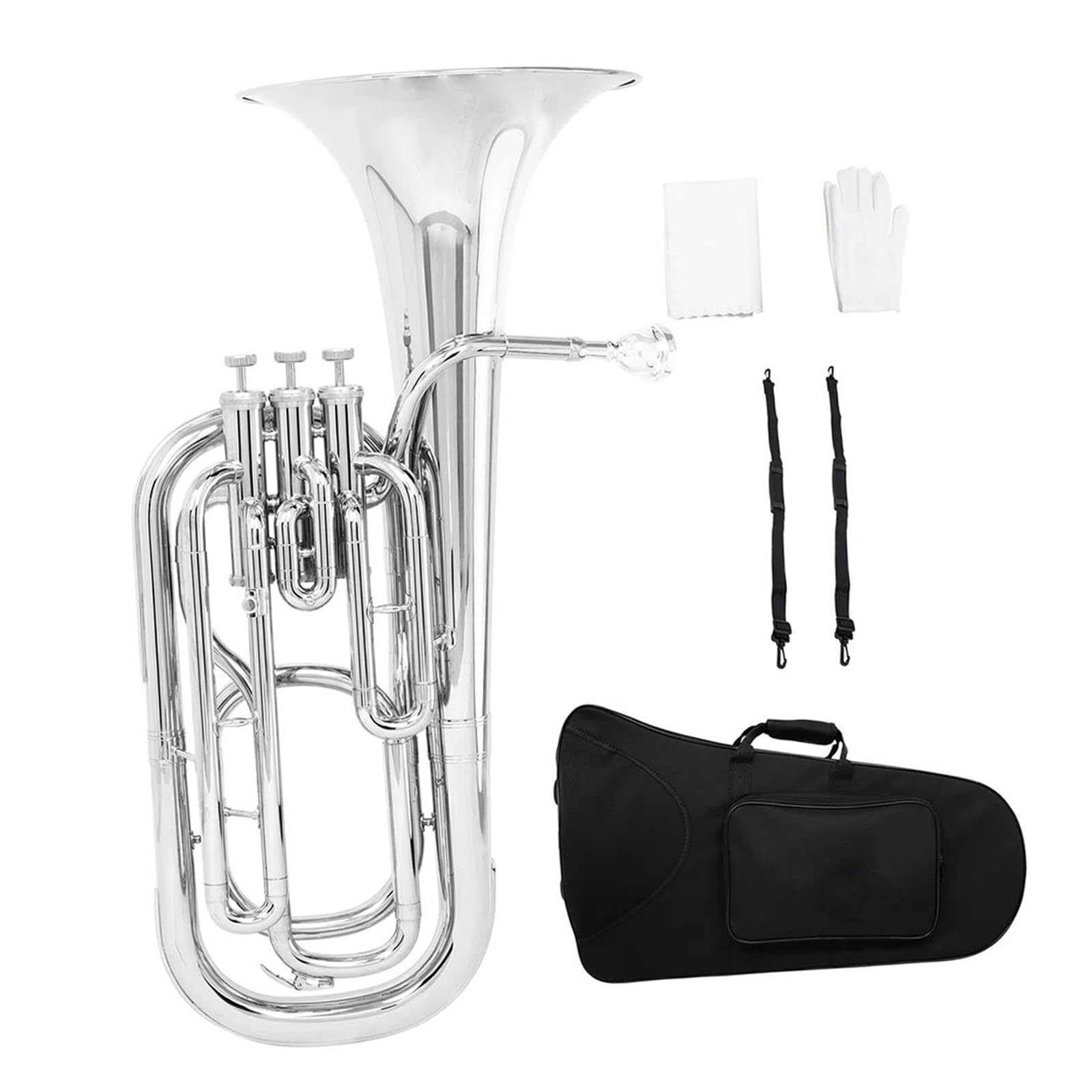 Eufonium Tenor Horn Bb Flat 3 Kluczowe Pionowe Części Do Instrumentów Z Mosiądzu Akcesoria Rękawiczkami