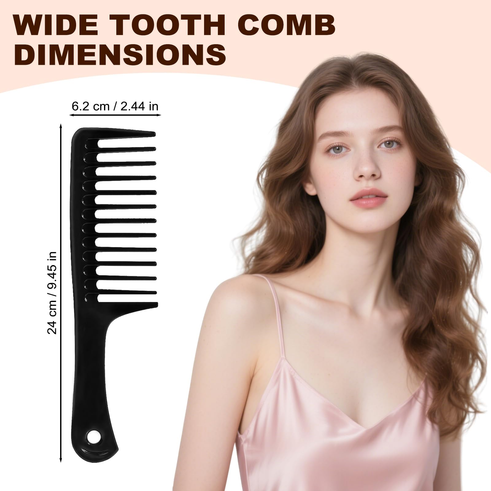 50 pettini a denti larghi, pettine nero spesso per ricci afro spessi, pettini a denti larghi possono districare facilmente nodi, cura quotidiana e styling spazzola per capelli asciutti bagnati lisci