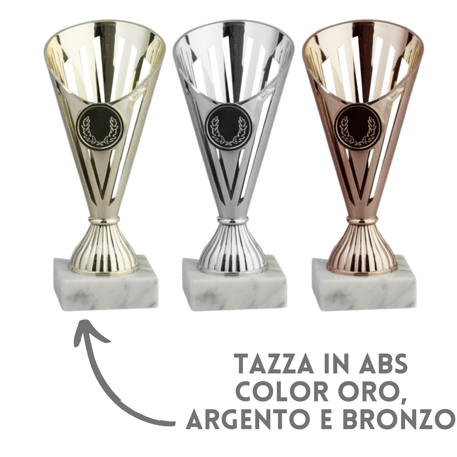 Tris di Premiazioni Personalizzate Coppe e Trofei Sportivi con Targhetta Inclusa Premio per Tutti Gli Sport e Riconoscimento o Fantacalcio