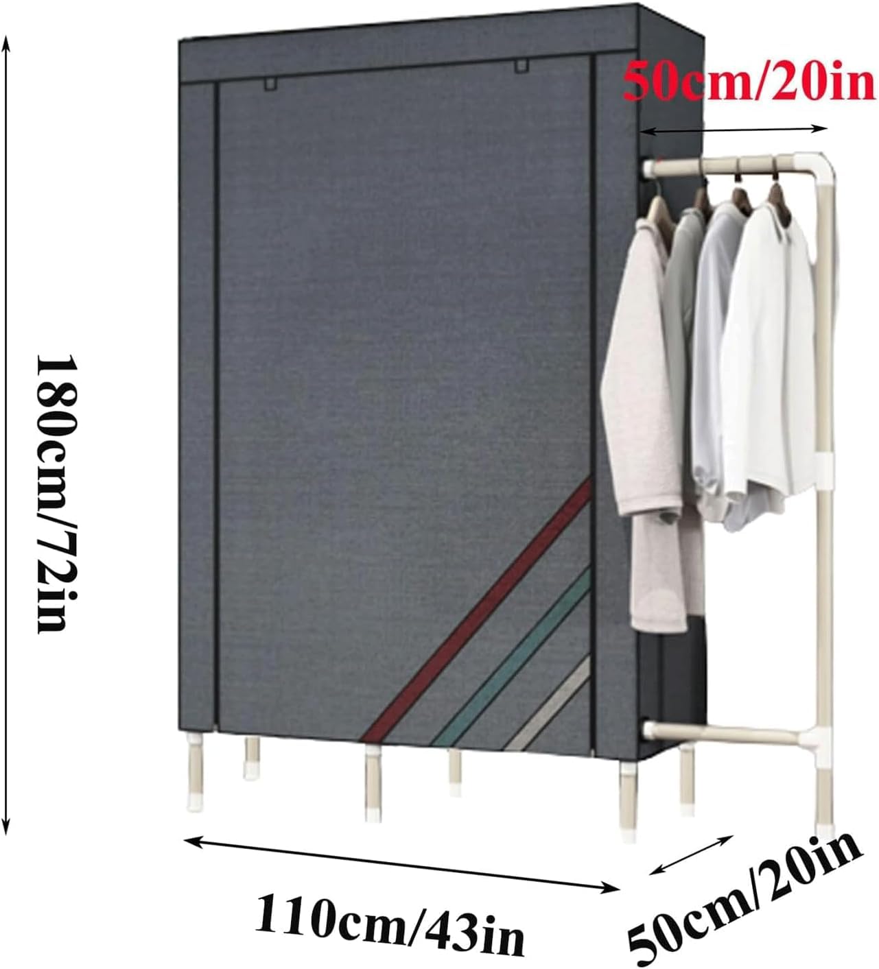 Grande Guardaroba in Tessuto, Guardaroba Portatile con Appendiabiti, Guardaroba da Camera da Letto con Appendiabiti in Acciaio(Green,110cm)