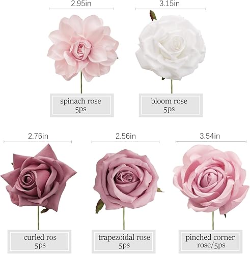 Miniatura 2 de TINGE TIME Flores artificiales, 25 rosas falsas con tallo para ramos de boda, centros de mesa, arreglos, fiestas, baby shower, decoración del hogar