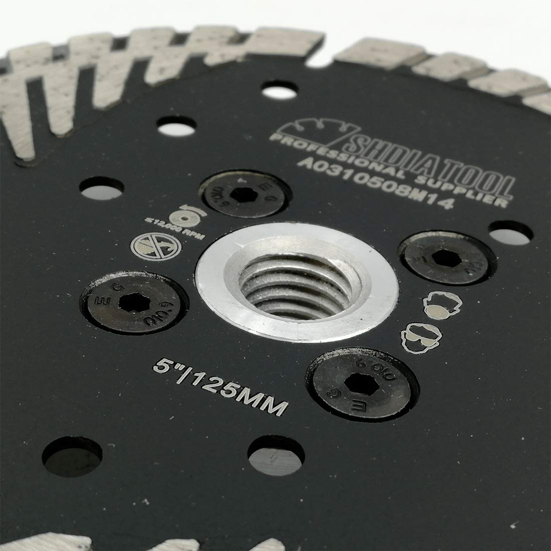 SHDIATOOL Diamentowe ostrze do cięcia z turboskośną ochroną zęby 2 szt. 125 mm x M14 do betonowej cegły granitowej marmuru muru