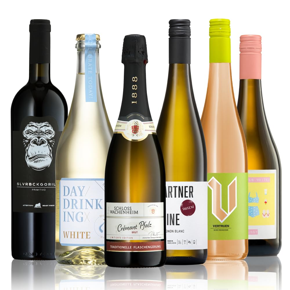 GEILE WEINE Weinpaket SOMMERWEINE (6 x 0,75l) Probierpaket mit Weißwein, Rotwein, Roséwein, Perlwein & Sekt von Winzern aus Deutschland & Italien