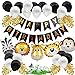 TOOSOFt Selva Animales Niños Decoración de Fiesta, Globos De Látex con Hojas De Palmera Y Animal del Bosque, Kit De con Bandera De Cola De Pez Negro,para Niño Y Niña Tema Fiesta Safari Decoración