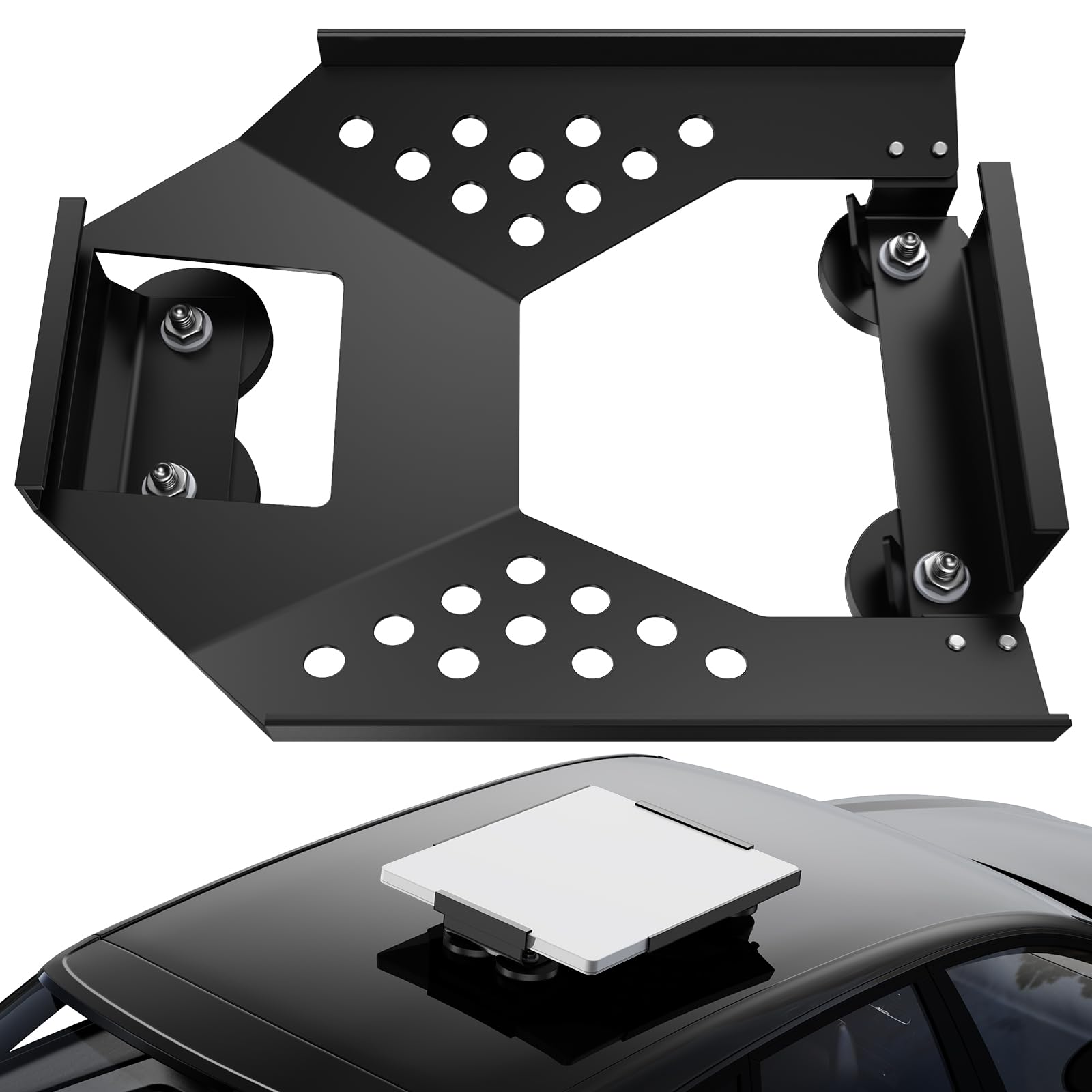 for Starlink Mini Mount, Magnetic Starlink Mini Car Mount Base Suction Cup Accessories Truck RV Flat Rack Roof Sunroof Kit Boat V4，for Camping, High-Speed & Extreme Conditions (Black)