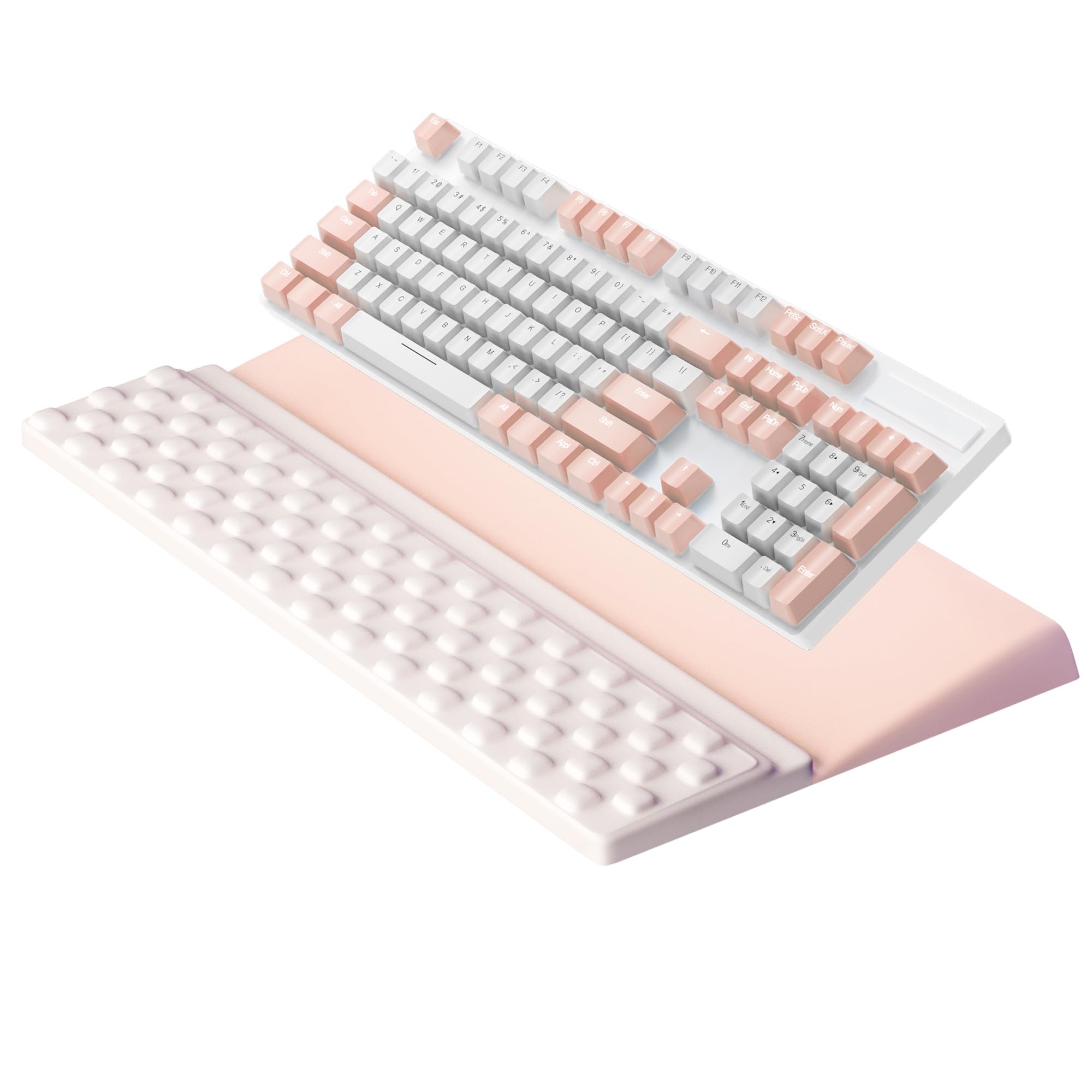 Ospelelf Keyboard Wrist Rest, Ergonomic Memory Foam Wrist Support for Typing &amp; Gaming, Tilted Keyboard Pad, Aesthetic Desk Accessories for Office, Relief for Carpal Tunnel &amp; Wrist Pain, Pink White