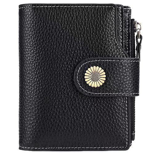 Bailonda Damen Portemonnaie, Klein, Kurzformat, PU Leder, 16 Fächer, Dunkel, RFID-geschützt