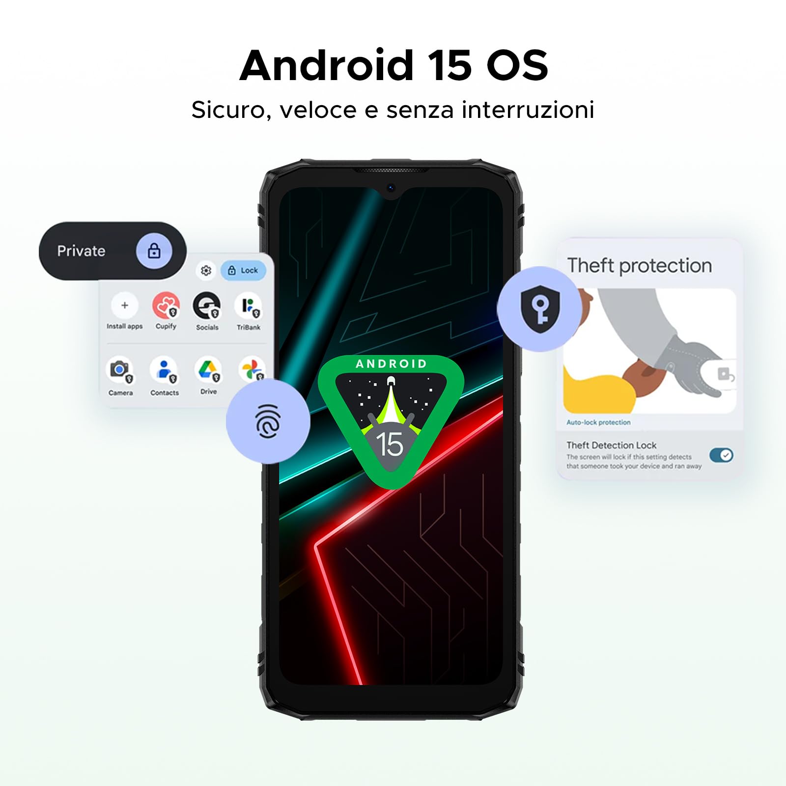 DOOGEE Blade 10 Energy 4.5G Rugged Smartphone, 24GB+128GB/2TB, Octa-core Telefono Indistruttibile, Android 15, 6150mAh Batteria, 6.56 HD+ 90Hz, 16MP +8MP, Widevine L1/GPS/Face ID/NFC
