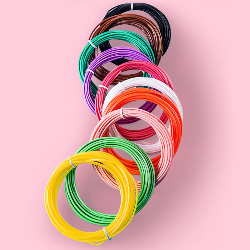 3D Pen Filament Refills PLA 1.75mm, 10 Colors, Each 5M, 3D Printing Threads Compatible with SCRIB3D, MYNT3D, PIKA3D & Most 3D Pens, Perfect for Art & Crafts (30pcs Roll - 10 Colours)