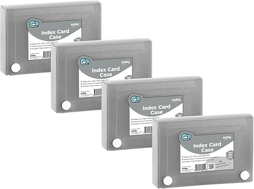 Enday Portatarjetas de índice gris, funda organizadora de tarjetas flash de 3 x 5, caja de archivos con 5 divisores, caja de tarjetas con capacidad