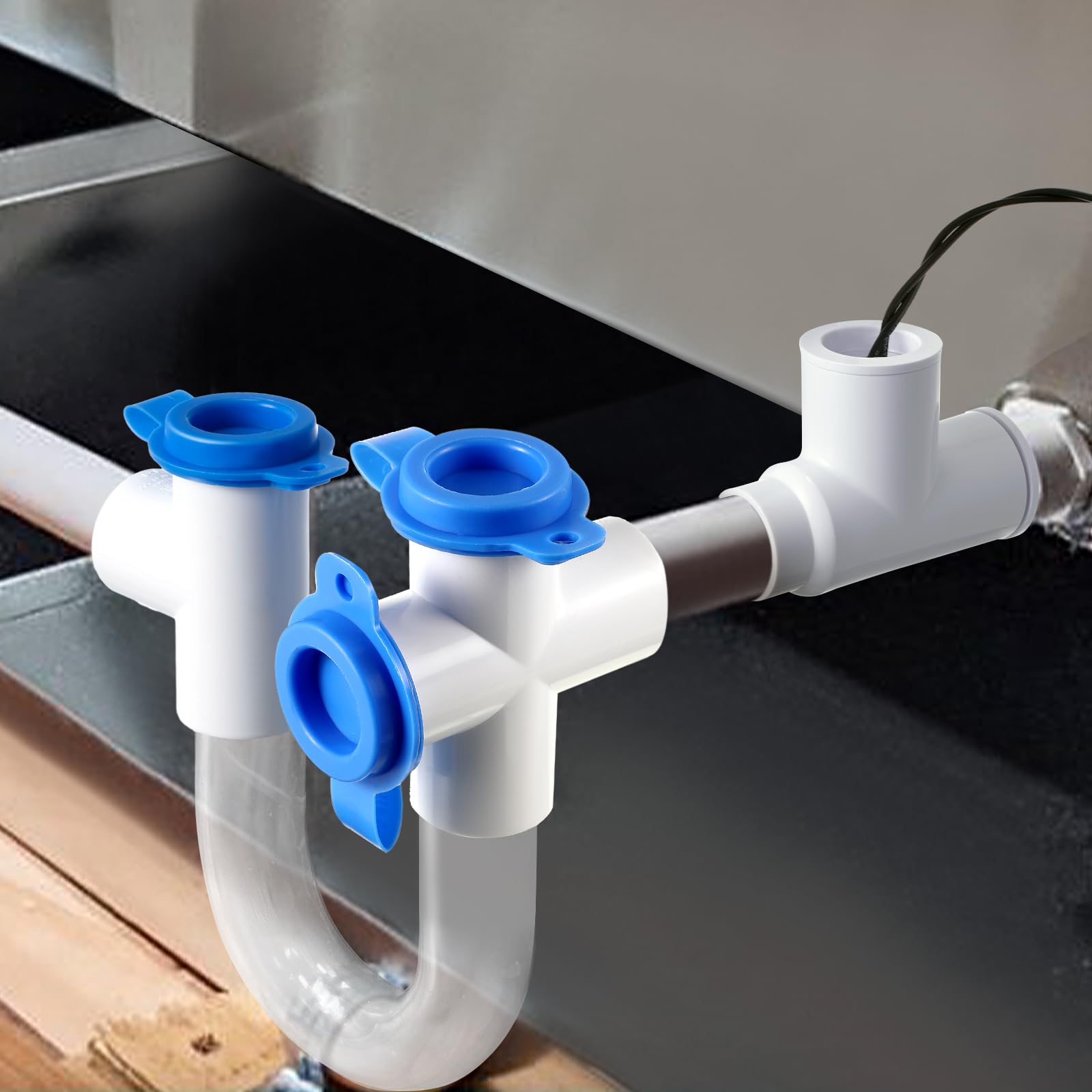 Trampa de condensado estándar de 3/4 pulgadas con cepillo de limpieza e interruptor de flotador de desbordamiento de condensado SS1 para sistemas HVAC, aire acondicionado