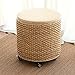 JRZTC Rattan-Fußhocker mit Rad, gewebtes Korbgeflecht, runde Aufbewahrungsmöbel aus Holz, Hocker, Fußtisch aus Holz