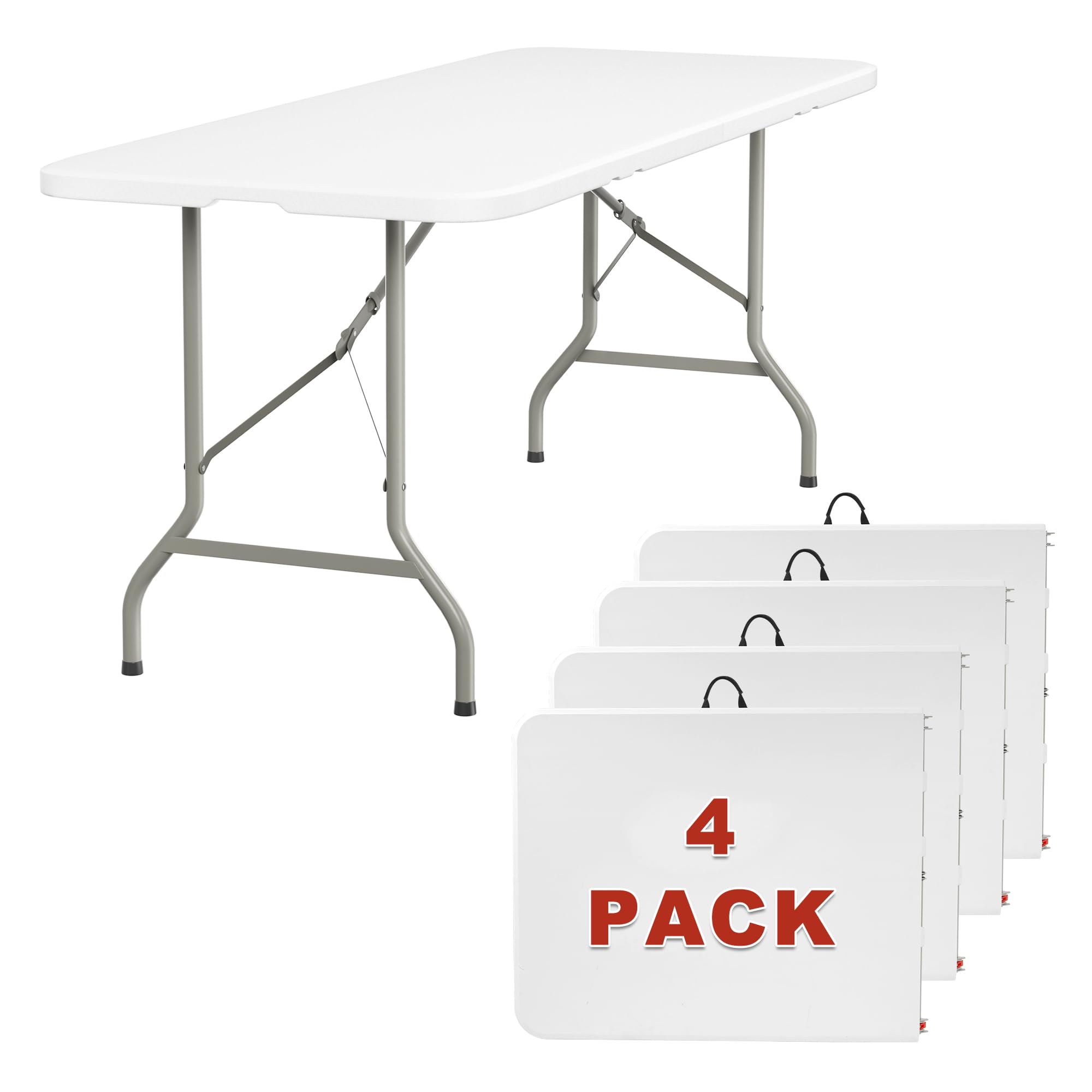 Elevon 6FT Folding Tables – Heavy Duty Portable Foldable Table with Built-in Handle, 300 lb Capacity – Ideal for Events, Parties, Crafts, Camping &