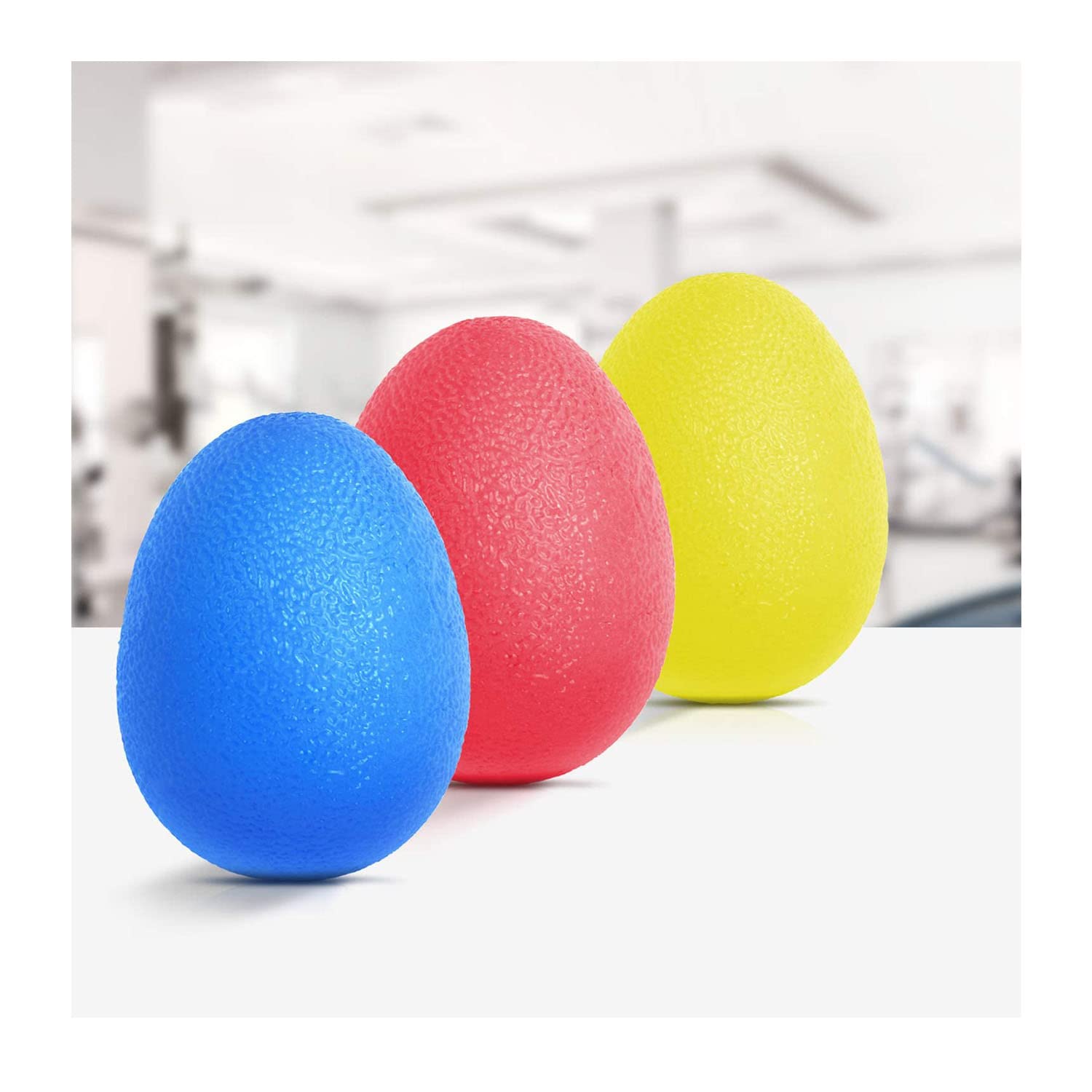 Buring Hand Grip Strength Trainer, Stress Relief Ball for Adults and Kids, Wrist Rehab Therapy Hand Grip Equipment Ball Squishy - Set of 3 Finger Resistance Exercise Squeezer