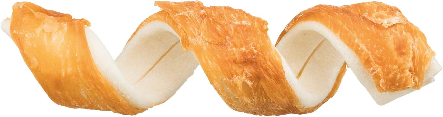 TRIXIE Przysmaki dla psa Denta Fun Curls z piersią kurczaka Przekąska dla psa - Przekąska wspomagająca pielęgnację zębów, obfite przysmaki z mięsem 110 g 3 szt. 15 cm - 31473