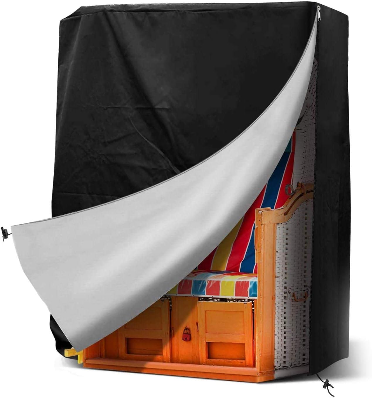 Strandkorb Schutzhülle, Strandkorb Abdeckung Strandkorbhülle Winterfeste UV beständig Strandkorbhaube Abdeckplane Wasserdichte Strandkorbabdeckung Abdeckhauben Gartenmöbe - 130x100x170/140cm