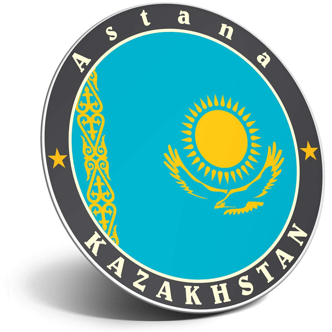 Destination Vinyl Ltd Magnet For Refrigerator, Fridge - Astana Kazakhstan Flag Travel Stamp For Office, Cabinet And Whiteboard, Magnetic Stickers, 5331