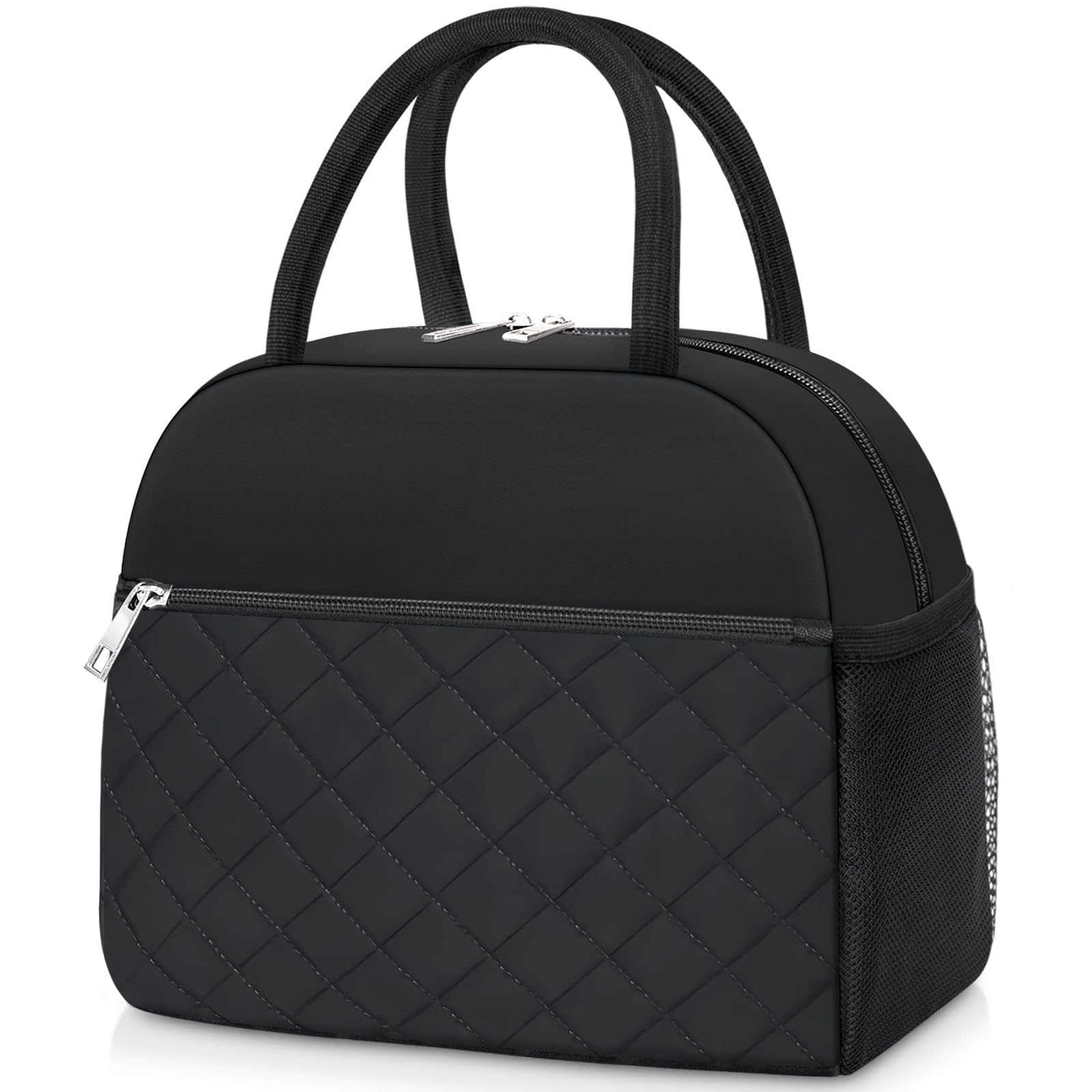 Lunch Bag Lunch Box for Women Men Insulated Reusable Large Lunch Tote Bag Adult Leakproof Simple Cooler Bag for Office Work Picnic Beach or Travel, Black