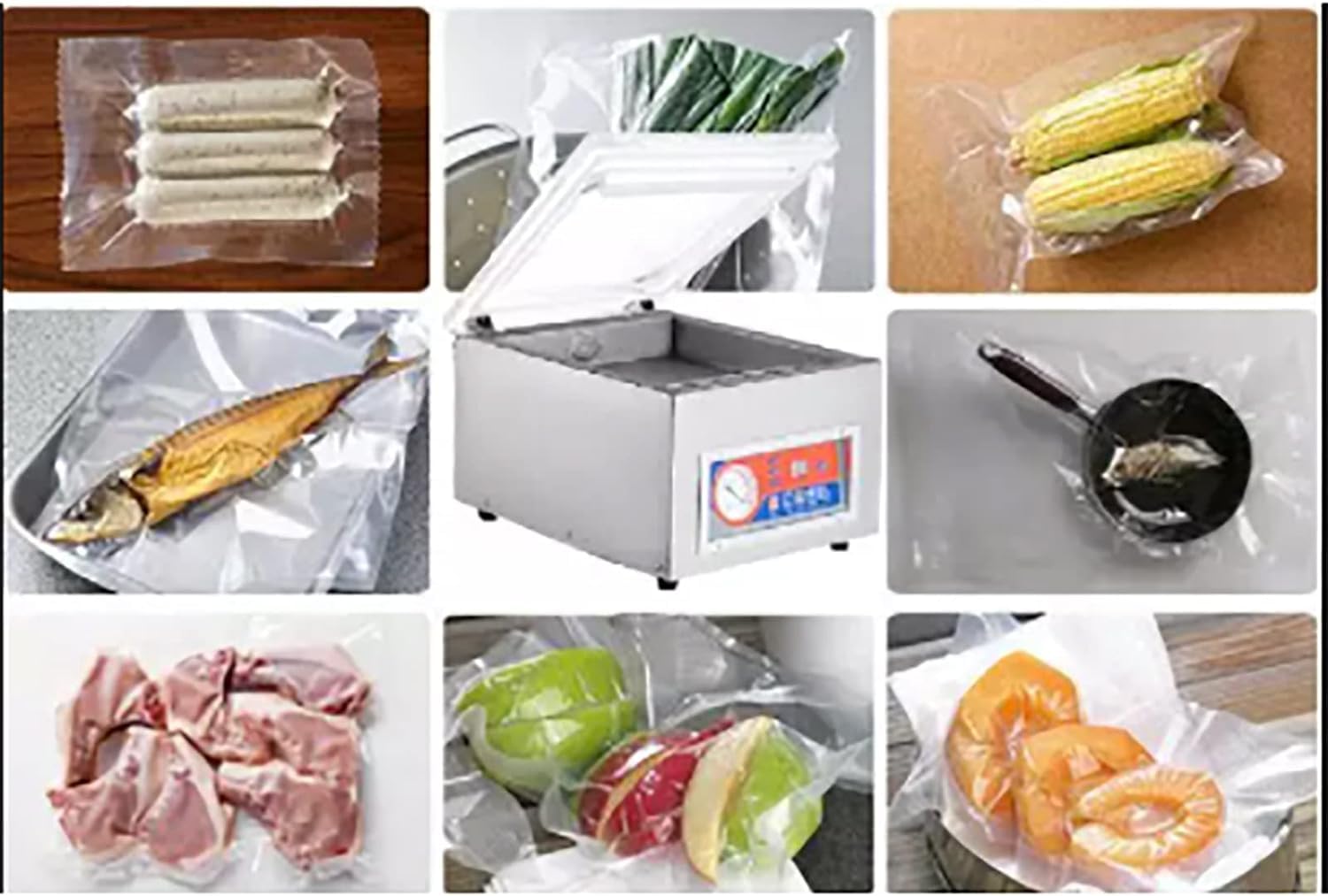 Máquina Envasadora Al Vacío Cámara, Sellador Al Vacío Cámara Alimentos para Cocina Comercial, Tamaño De Sellado: 255 X 8 Mm/Capacidad Embalaje: 1~4 Piezas/min, para Hogar/Restaurante