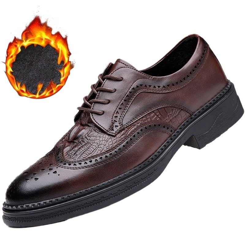 Comfortable Dress Oxfords, Winter Warm Plush Loafers Shoes, All-Match Leather Shoes for Men2