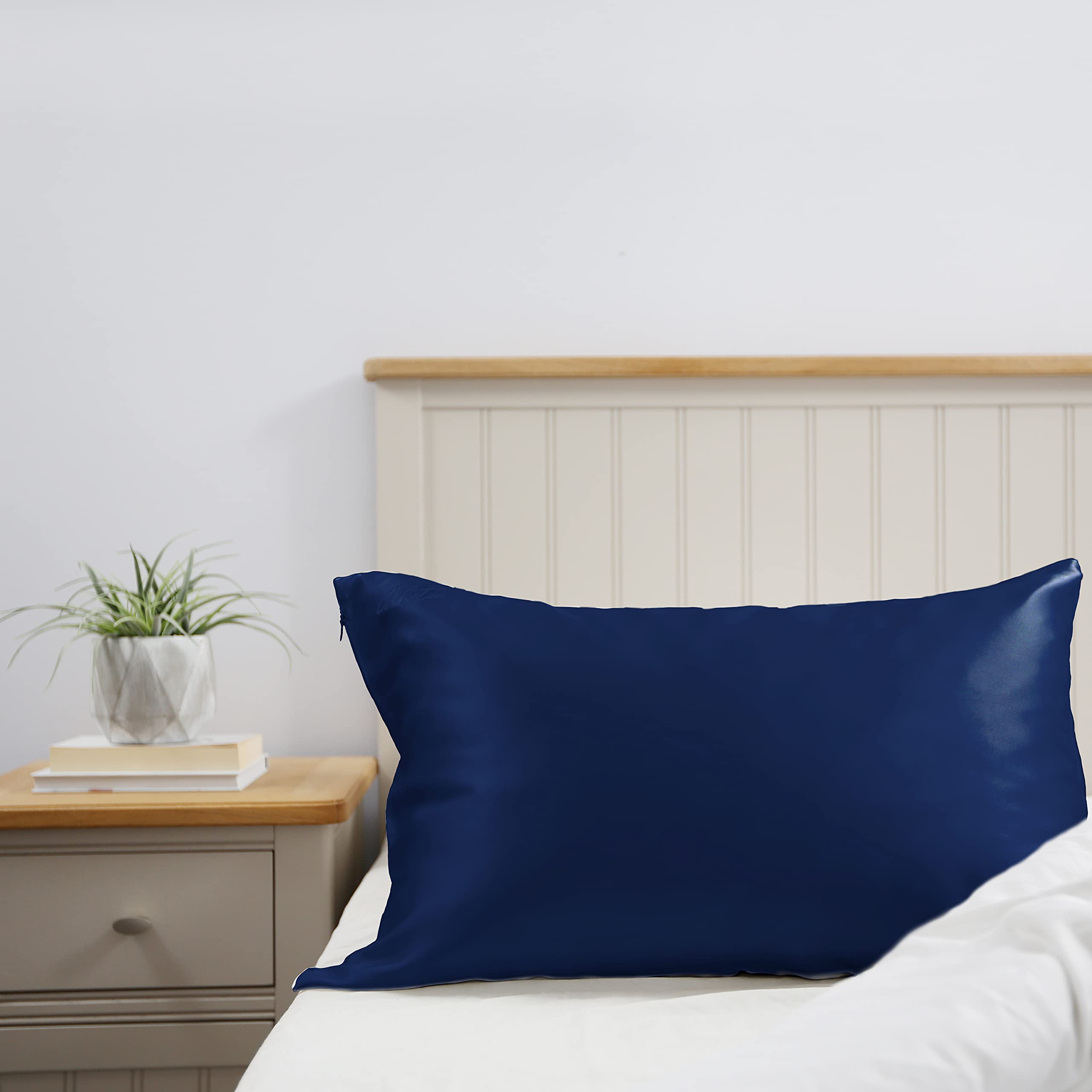 Morton Mulberry Silk - 100% Mulberry Silk Pillowcase | Hypoallergenic | Anti-Aging | Anti-Bedhead | 22 Momme 6a Grade Silk | Queen Size 51cm x 76cm Pillow (Navy)