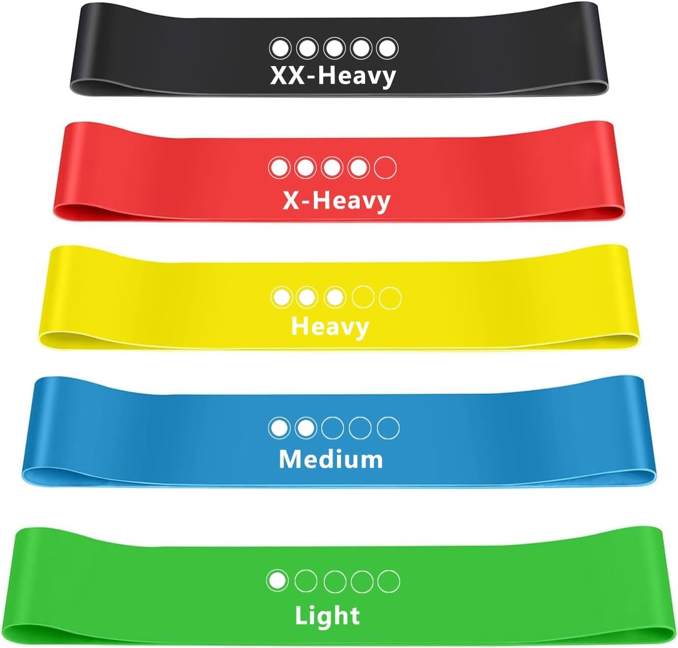 5 PCS Resistance Bands Set,Resistance Bands for Women Men -5 Different Resistance Levels Exercise Band Stretch Bands for Yoga Pilates Stretching Streng